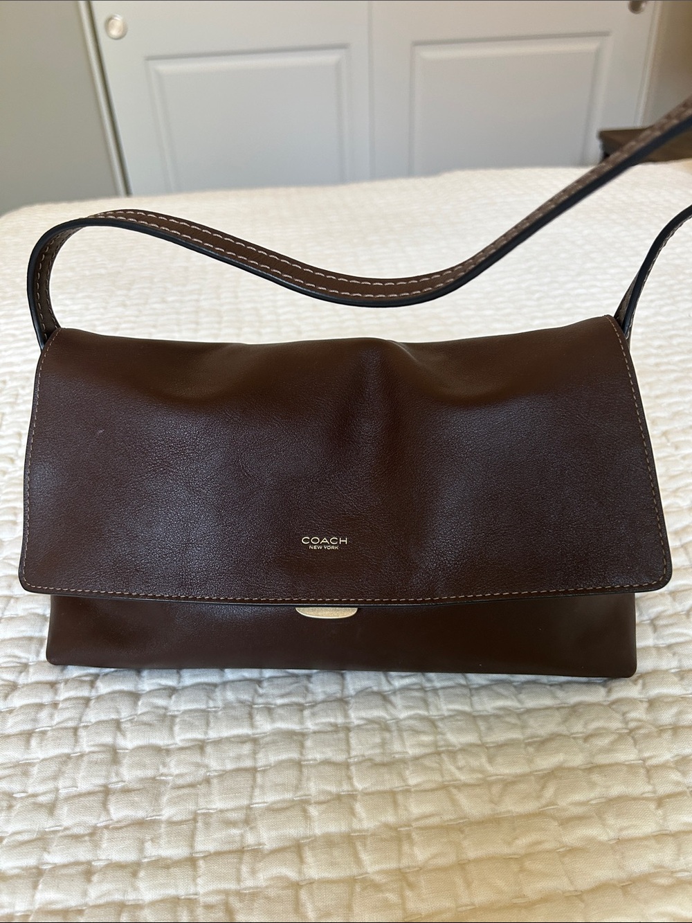 Coach Leather Shoulder Bag in Dark Brown (Maple)